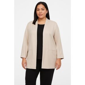 Eileen Fisher‎ Beige Long Sleeves No Buttons Open Front Blazer Size 1X